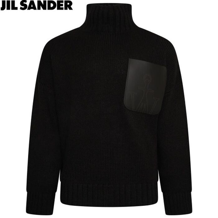 JW ANDERSON レザーパッチポケットニットセーター ブラック