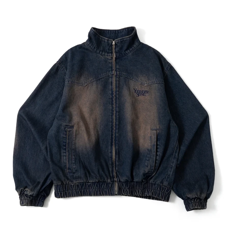 younger song stand neck over dye denim blouson