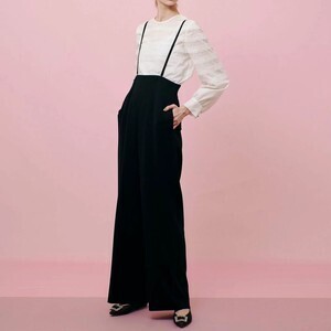 allureville 【LOULOU WILLOUGHBY】ダブルクロスハイウエストサスペンダーパンツ