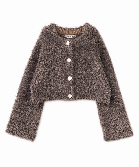 COCODEAL クロップド丈起毛ニットカーディガン