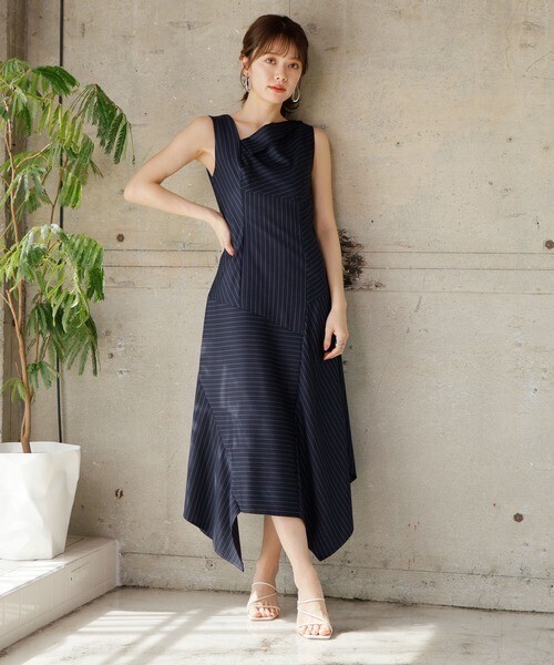 LADYMADE アシメストライプワンピース