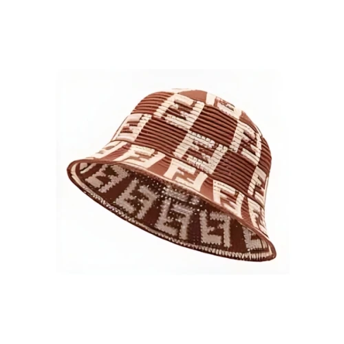FENDI Brown cotton cloche hat