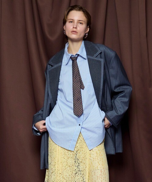 MAISON SPECIAL Striped Tie Shirt