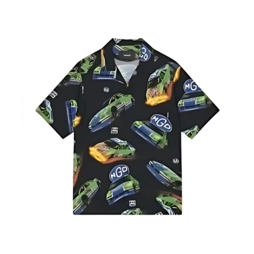 MAHAGRID RACING CAR OPEN COLLAR HALF SLEEVE SHIRT