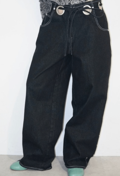musubore eyelet wide denim PT / ワイドハトメデニム