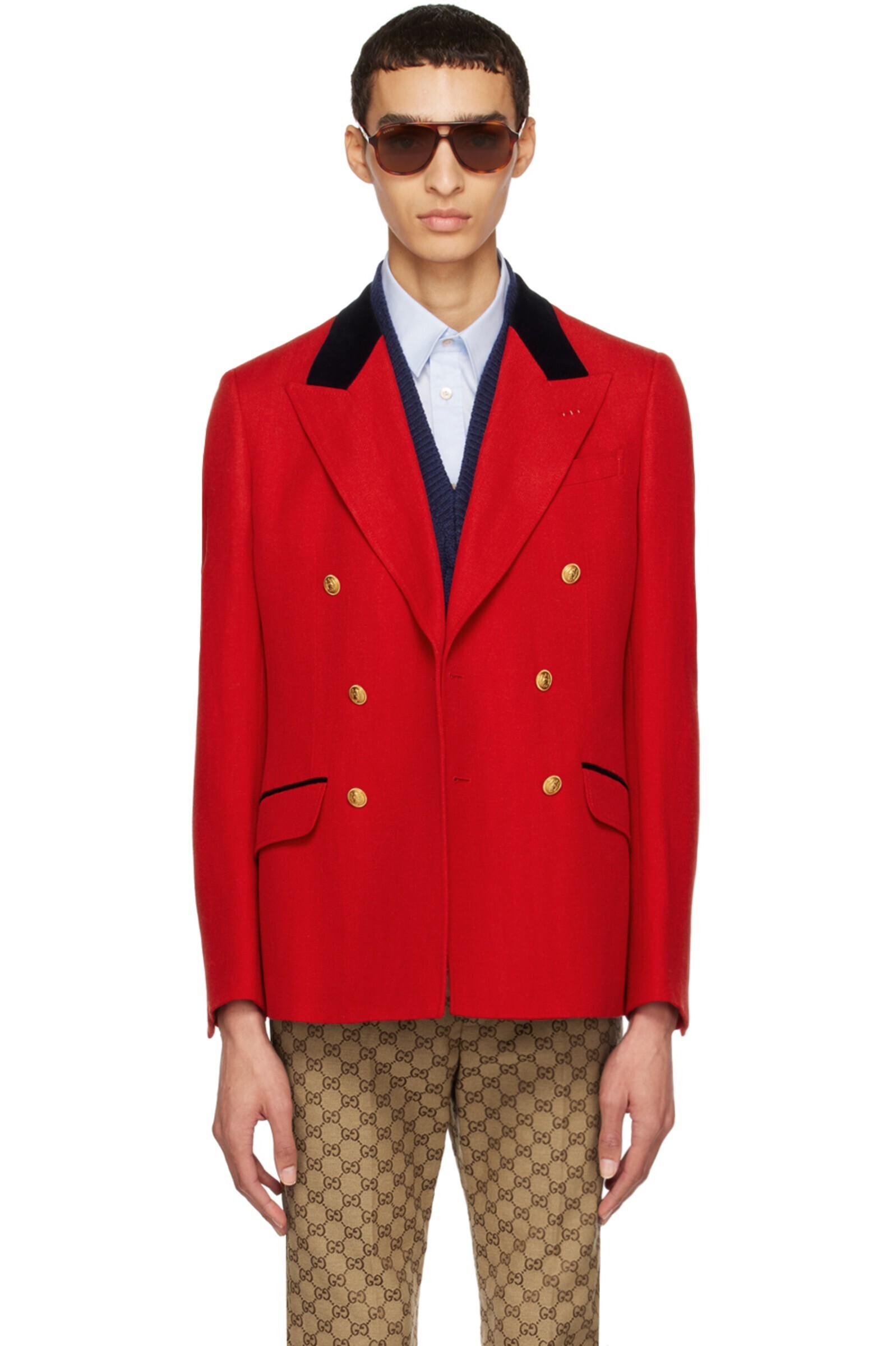 GUCCI レッド ダブルジャケット