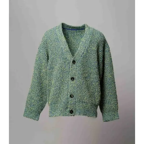 MAISON SPECIAL Mix Color Fancy Yarn Prime-Over Knit Cardigan