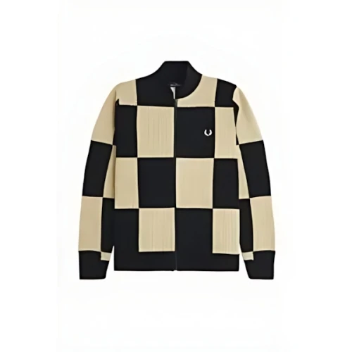 FRED PERRY Textured Chequerboard Cardigan