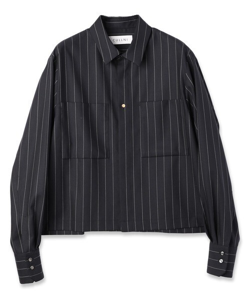 CULLNI 24-SS-032B / Stripe Twill Square Pocket Shirt