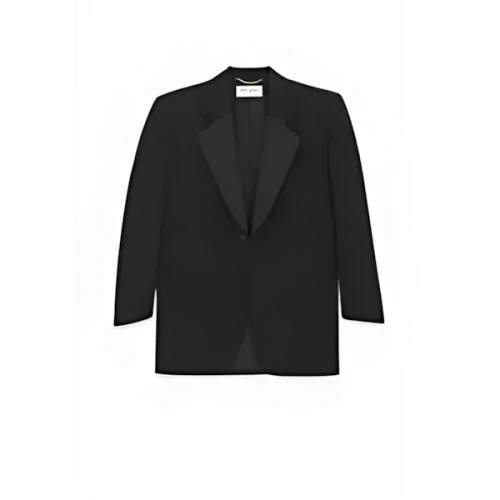 SAINT LAURENT OVERSIZED TUXEDO JACKET IN GRAIN DE POUDRE