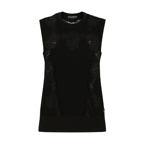 DOLCE & GABBANA セーター カシミア&シルク レースインターシャ
