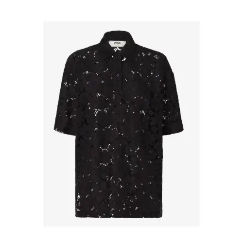 FENDI ブラック レース ポロシャツ
