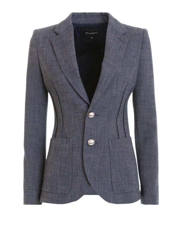 EMPORIO ARMANI Blazer sciancrato con tasche applicate