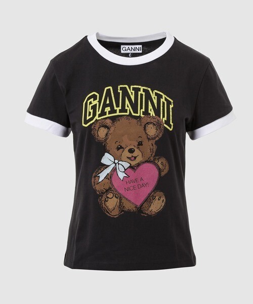 GANNI Basic Cotton Jersey Bear Fitted T-shirt