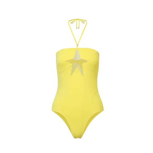 Room SERVICE Yellow Starfish Hollowed-Out Patchwork One-Piece