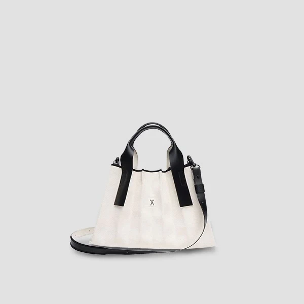 JOSEPH AND STACEY ラッキープリーツキャンバス トート(S) アイボリー_ブラック