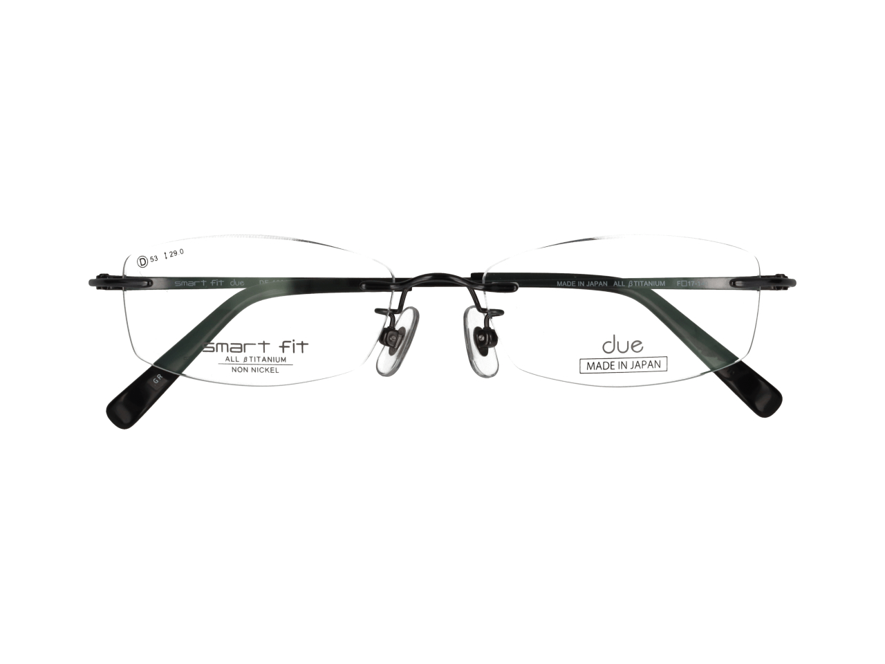 メガネのアイガン smart fit due SF due 1001 Col.3【グレー】玉形:D レンズ幅53mm/レンズ縦29mm