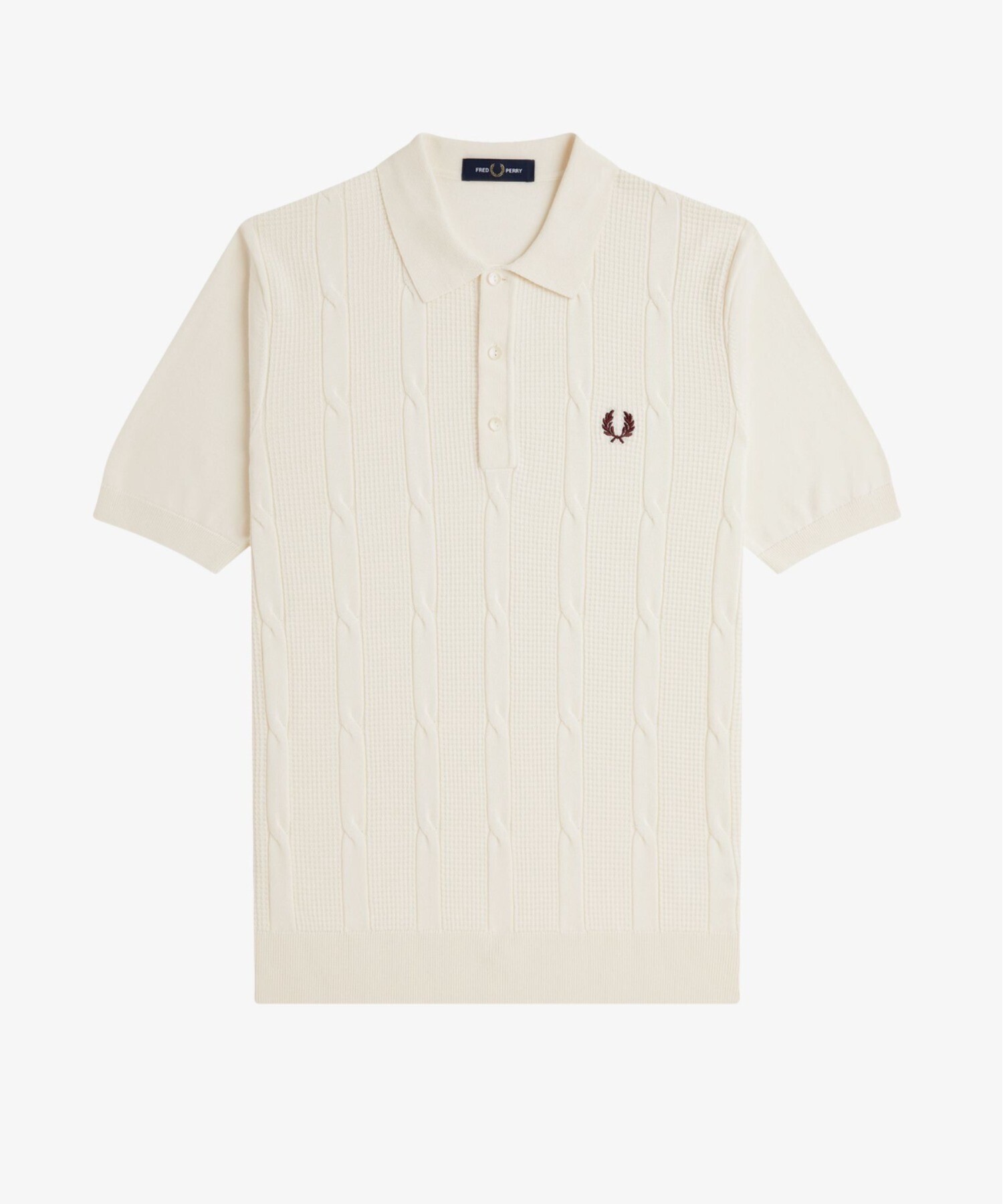 FRED PERRY Textured Cable Knit Polo Shirt