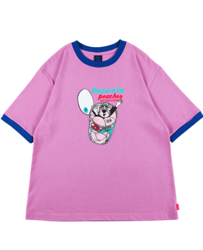 ROLLING CRADLE DROWN IN PEACH RINGER TEE