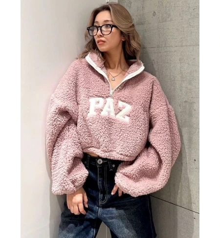 GYDA PAZハーフZIPボアショートトップス