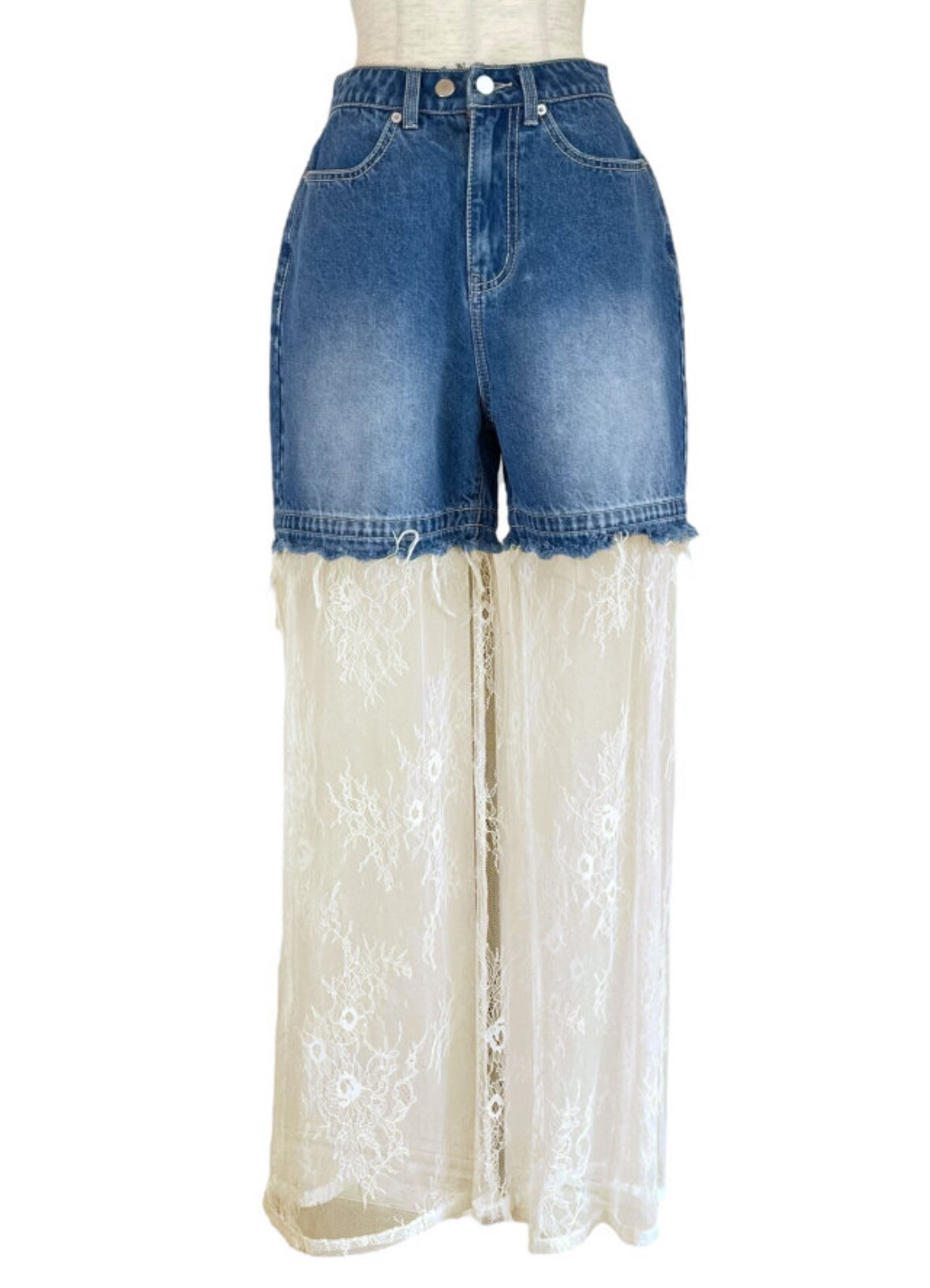 Honey mi Honey lace layered denim short pants