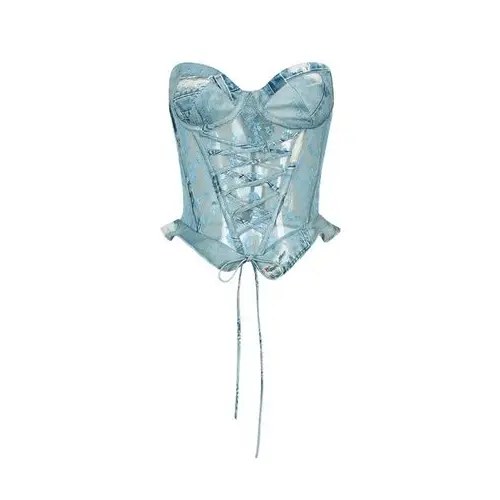 Andersson Bell Denim Print Combo Logo Corset