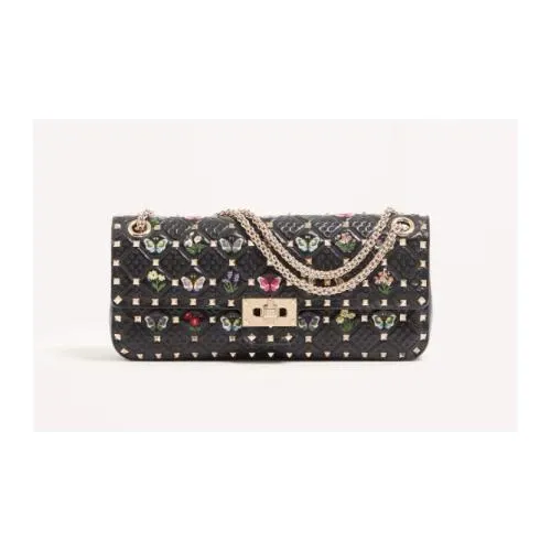 VALENTINO Valentino Garavani Rockstud Spike Medium Shoulder Bag In Embroidered Nappa Leather