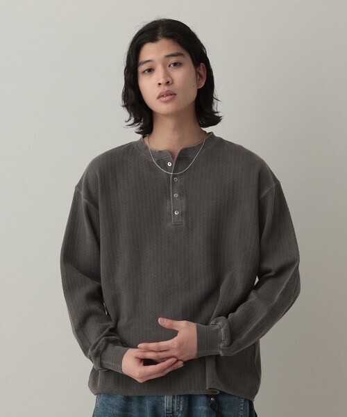 RAGEBLUE Pigment Honeycomb Henryneck Tshirt/ピグメント加工ハニカムヘンリーネックTシャツ