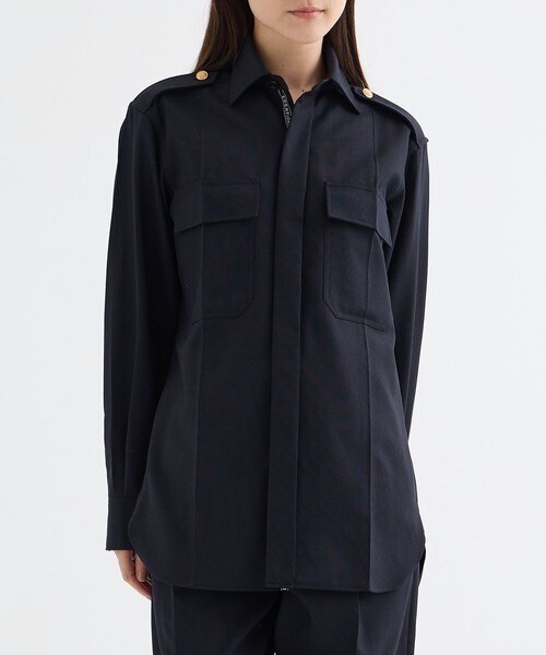 beautiful people logo fresco regular collar shirt/ロゴフレスコレギュラーカラーシャツ/ブラウス