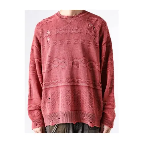 KAMIYA Distressed Tribal Sweater