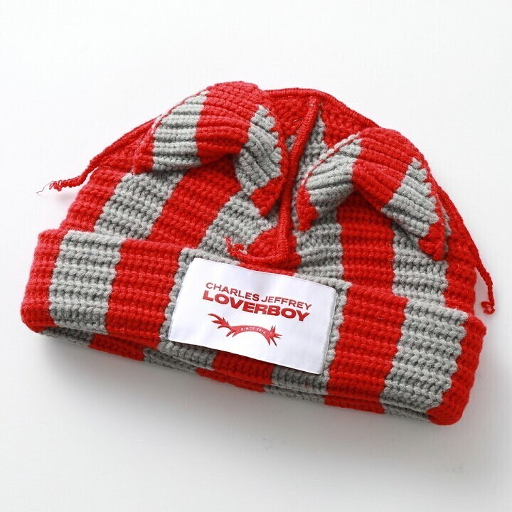 CHARLES JEFFREY LOVERBOY ニット帽 STRIPED EARS BEANIE