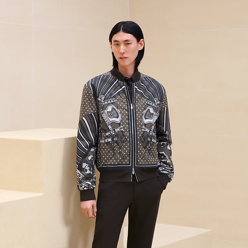 HERMES "Cheval Punk Bandana" rib-trim jacket