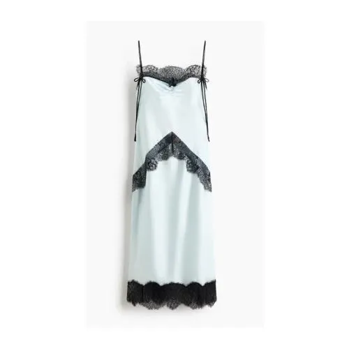 H&M レーストリム サテンワンピース