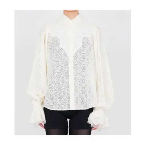 VIVIANO Tulle Layered Lace Shirt