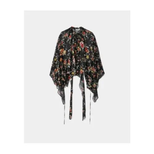 beautiful people double-end flower pt silk ruffle blouse