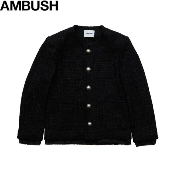 AMBUSH フレイドヘムツイードジャケット ブラック