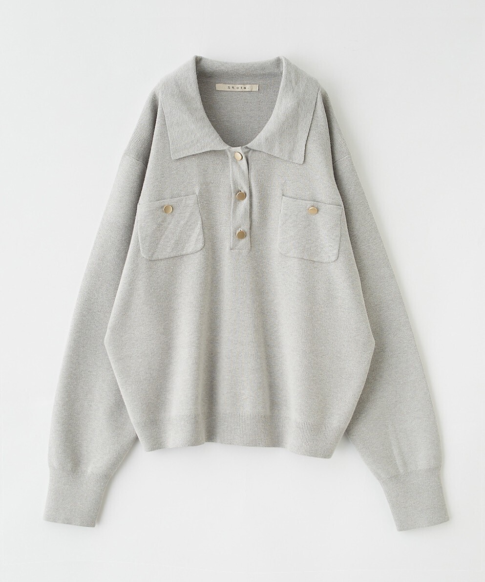 Stola. ポロカラートリムニットプルオーバー