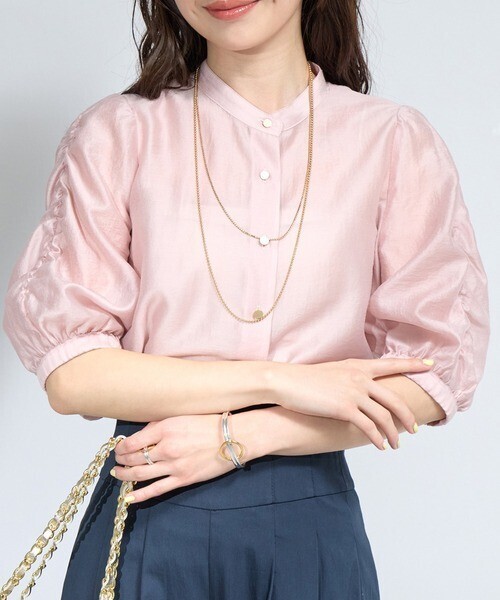 La boutique BonBon シアーパワショル5分袖ブラウス