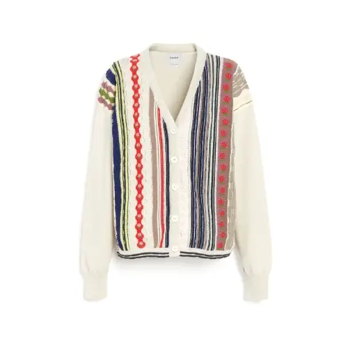 BARRIE Cashmere cardigan with raised stripe motif