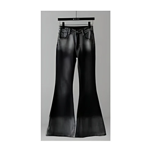 me＋em select ブリーチグラデーションストレッチブラックフレアデニム ／ bleach gradation stretch black flare deni