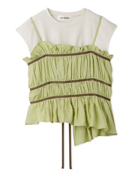 Lily Brown ルーシュリボンビスチェセットTシャツ