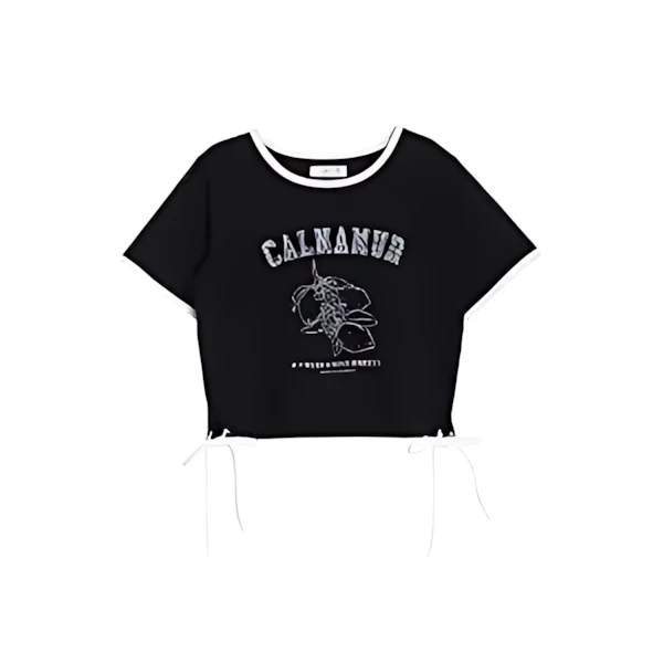 CALNAMUR カラースキームレモンプリントTシャツ