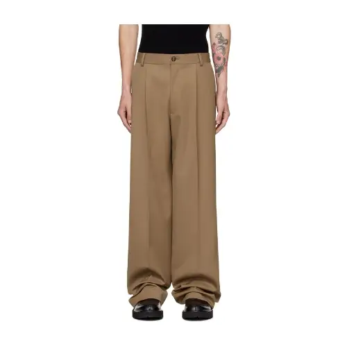 DRIES VAN NOTEN Tan Flared Wool Trousers