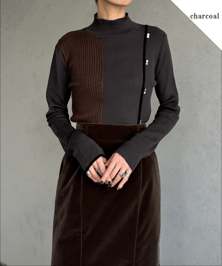 &g’aime LINE COLOR SIDE BUTTON KNIT TUNIC/986-63019