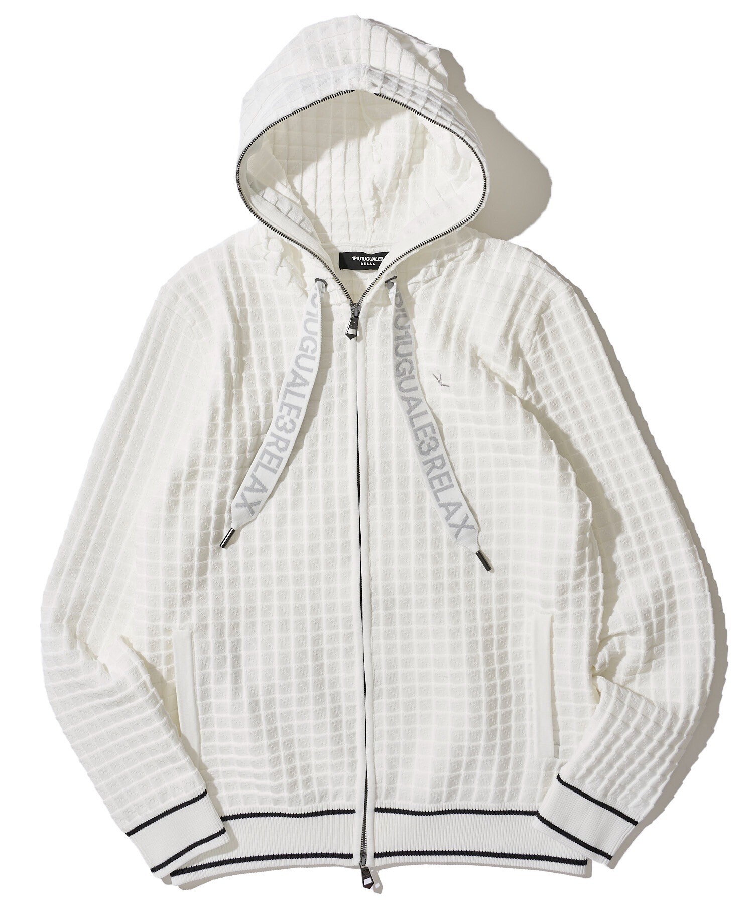 1PIU1UGUALE3 RELAX SQUARE PATTERN KNIT HOODIE