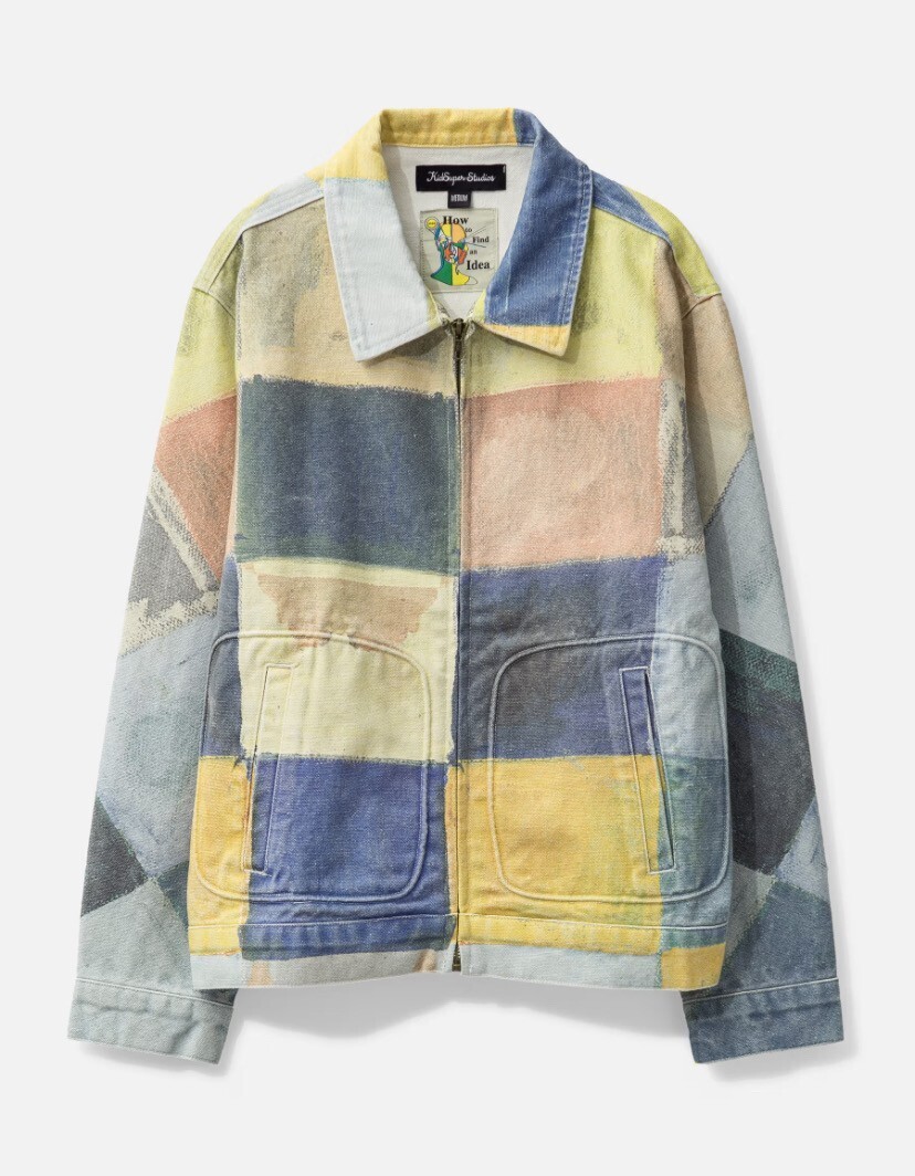 KIDSUPER CHECKERED PAINTED PRINTED WORKCOAT