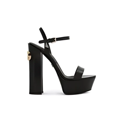 DOLCE & GABBANA POLISHED CALFSKIN PLATFORM SANDALS