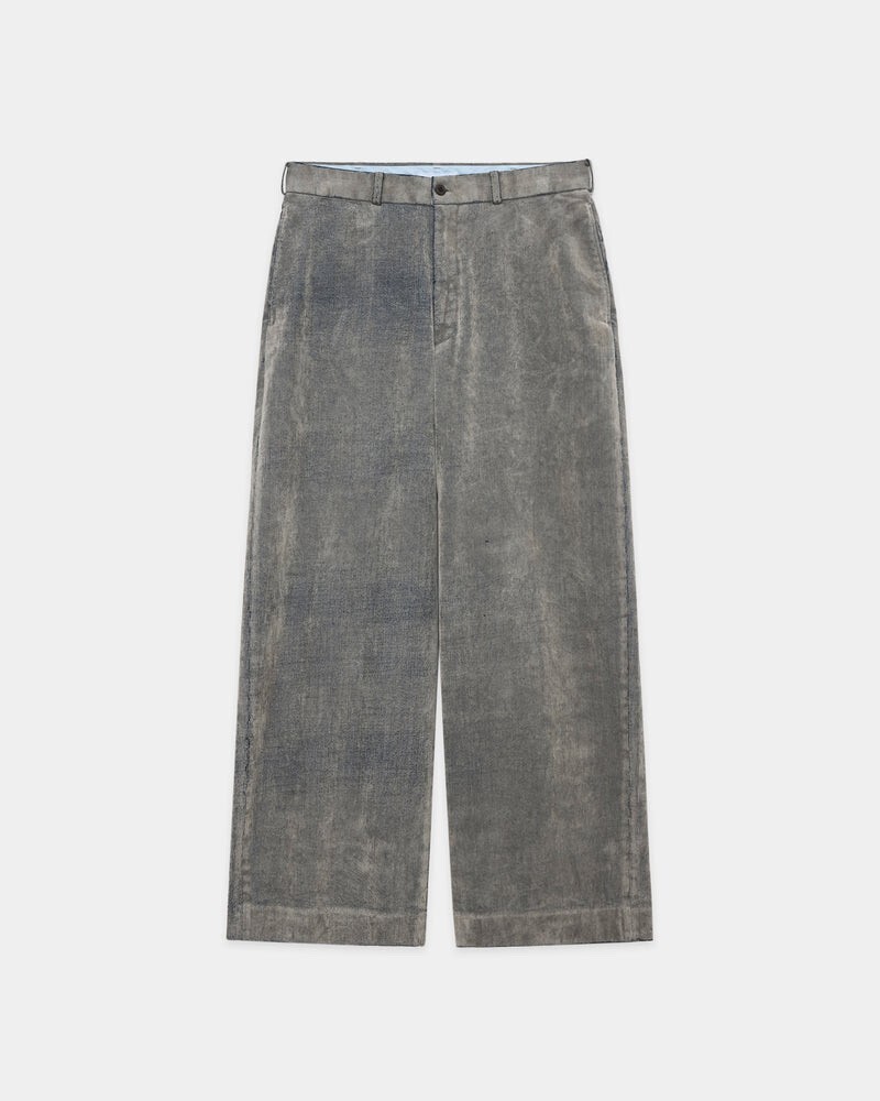 marka Velvet-Flocked Organic Cotton Denim USMC Slacks, Greige