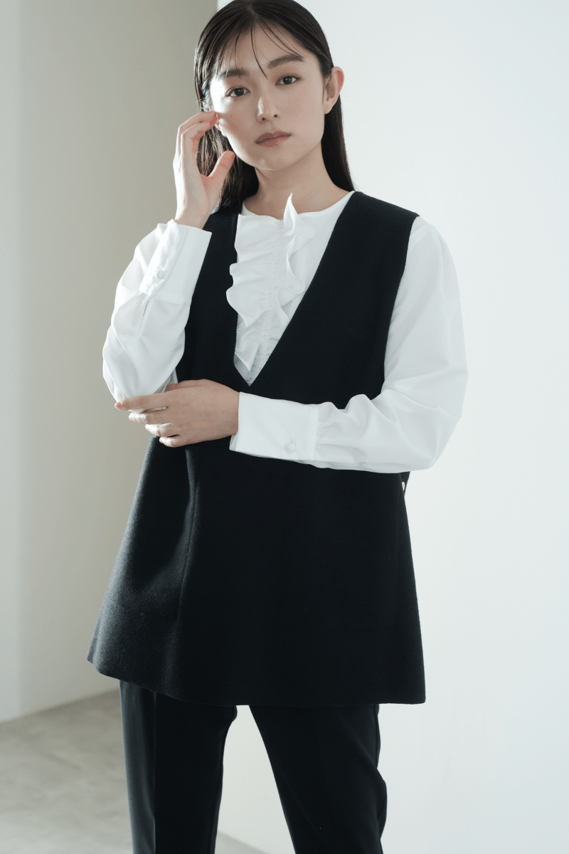 maison de Dolce. ウォッシュWニットベスト【black】