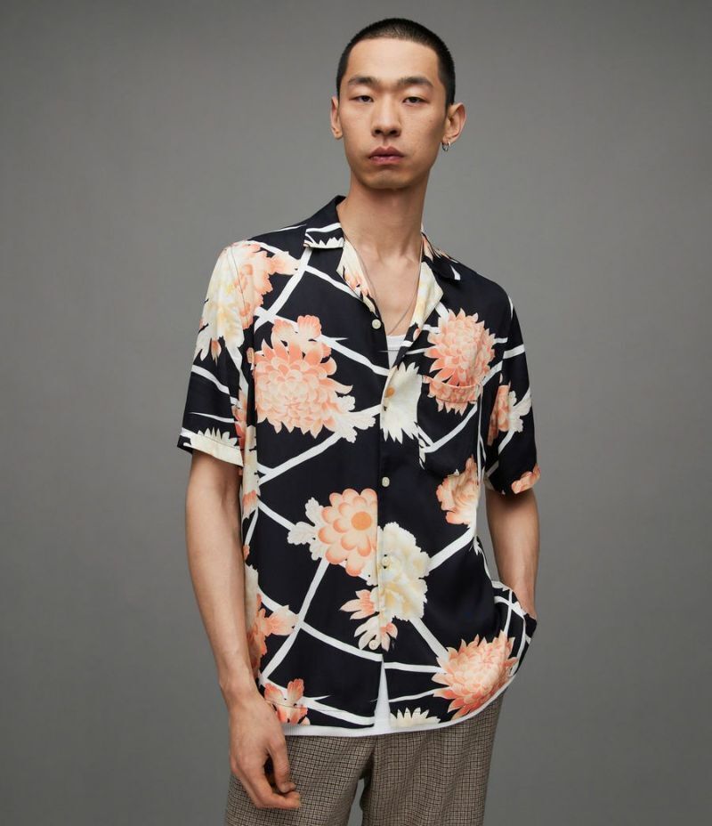 ALLSAINTS SAKURA KIMONO PRINT SHORT SLEEVE SHIRT